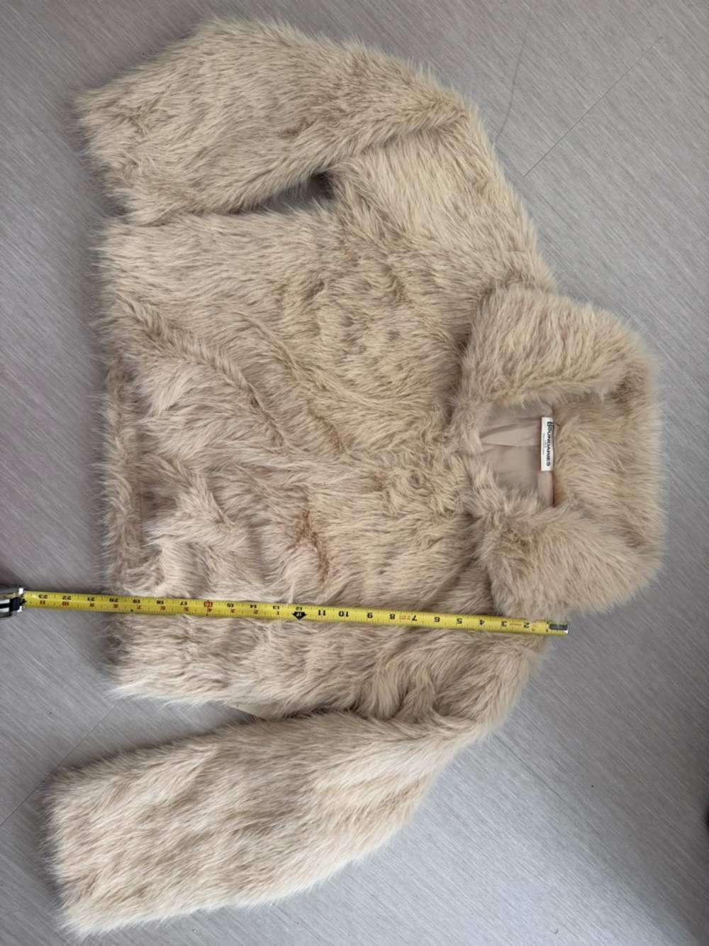 No Boundaries Faux Fur Jacket in Beige